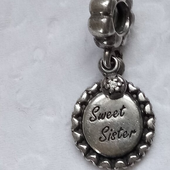 Authentic Pandora Sweet Sister Dangle Charm 925 ALE 791126cz - Picture 1 of 4